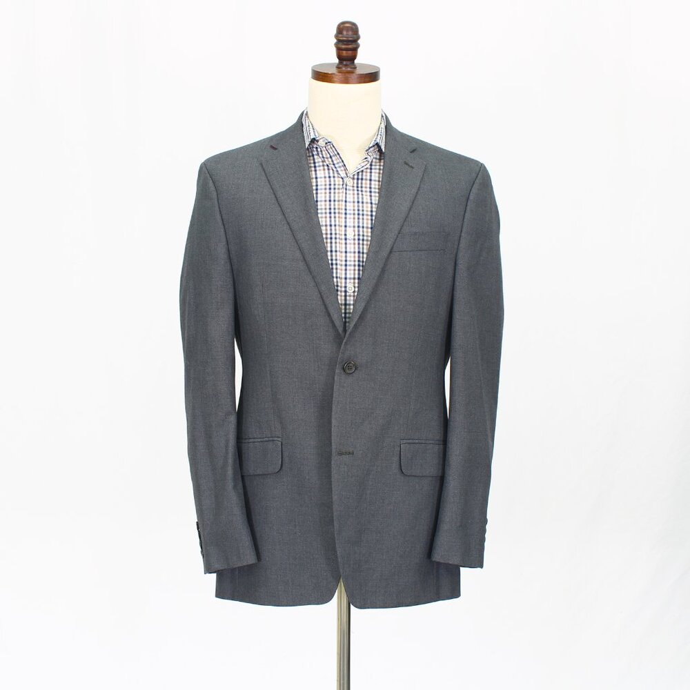 Chaps 40L Gray Blazer Sport Coat Jacket 2-Button Solid Y235